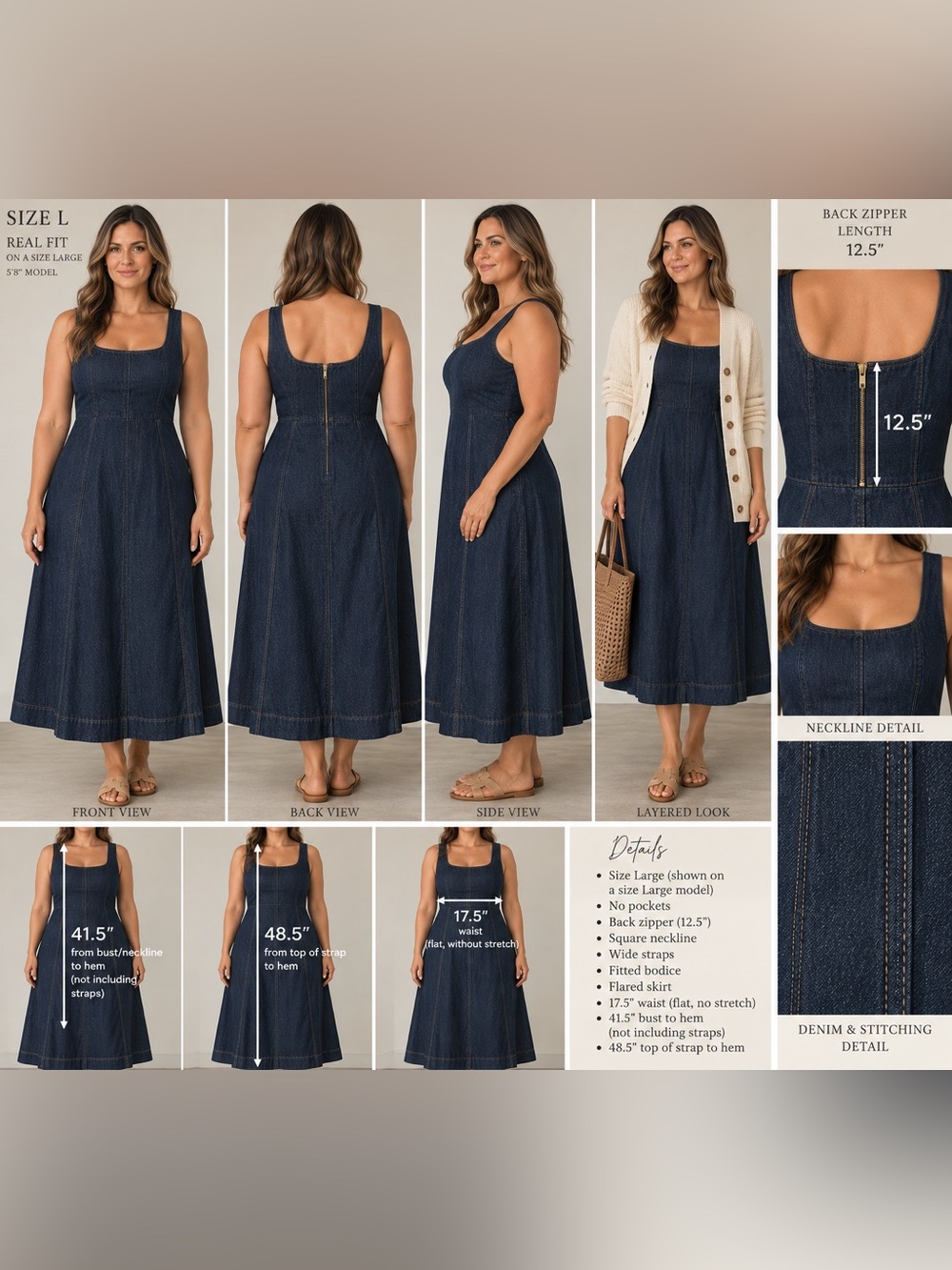 Old Navy NWT Dark Wash Denim Midi Dress Women’s L